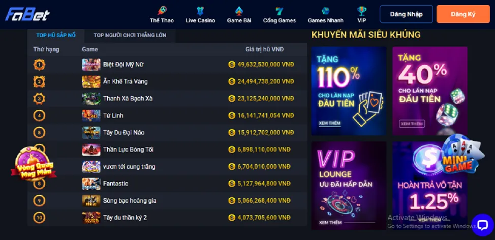 Người chơi thắng lớn tại gói Win55 Nổ Hũ