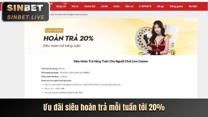 Chương trình hoàn trả hàng tuần Win55